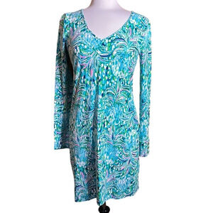 Lilly Pulitzer Davie Dress Pineapple of My Eye long Sleeves Size M - EUC